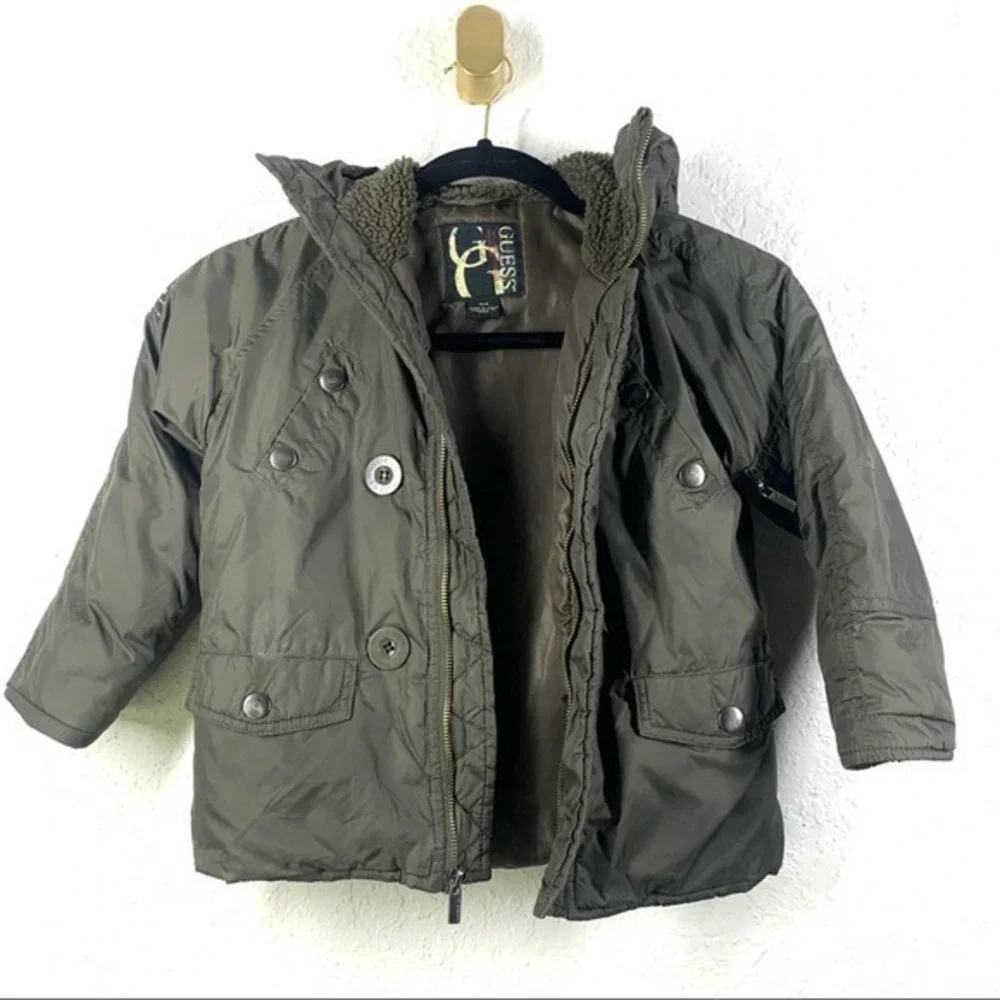 GUESS Green Hooded Zip-Up Parka‎ Winter Coat - Youth